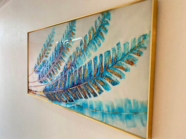 Cuadro plumas turquesa