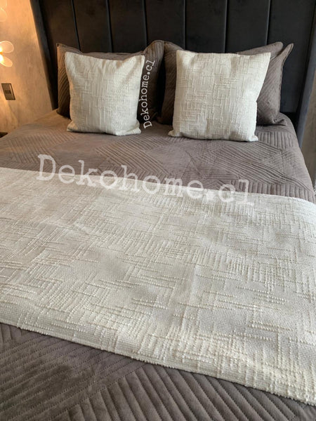 Piecera chenille + 02 fundas de cojín Blanco invierno