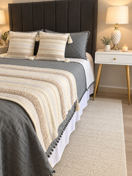 Quilt pompón Gris King