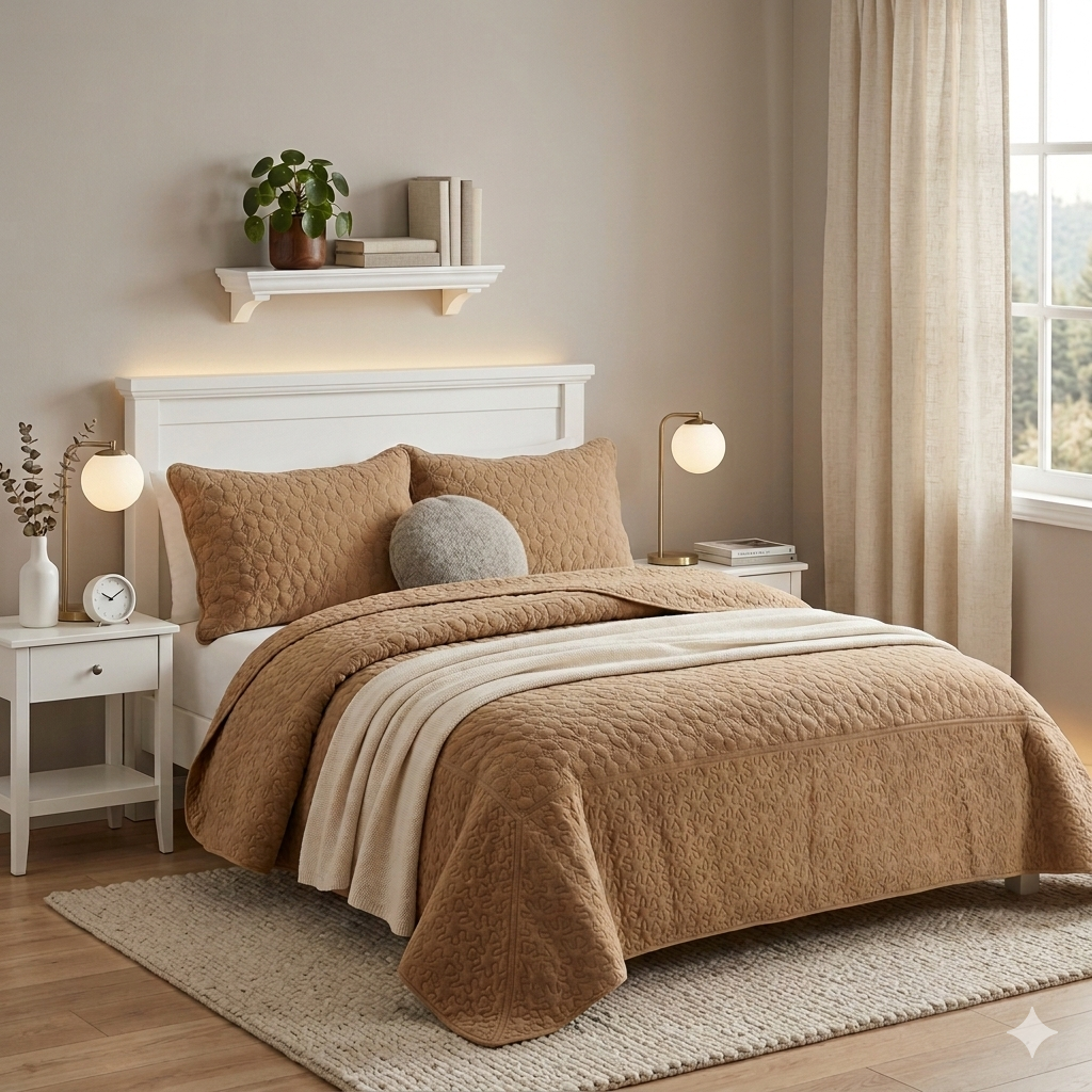 Cubrecama Plush 2P Camel