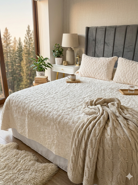 Cubrecama Plush Blanco invierno 2P