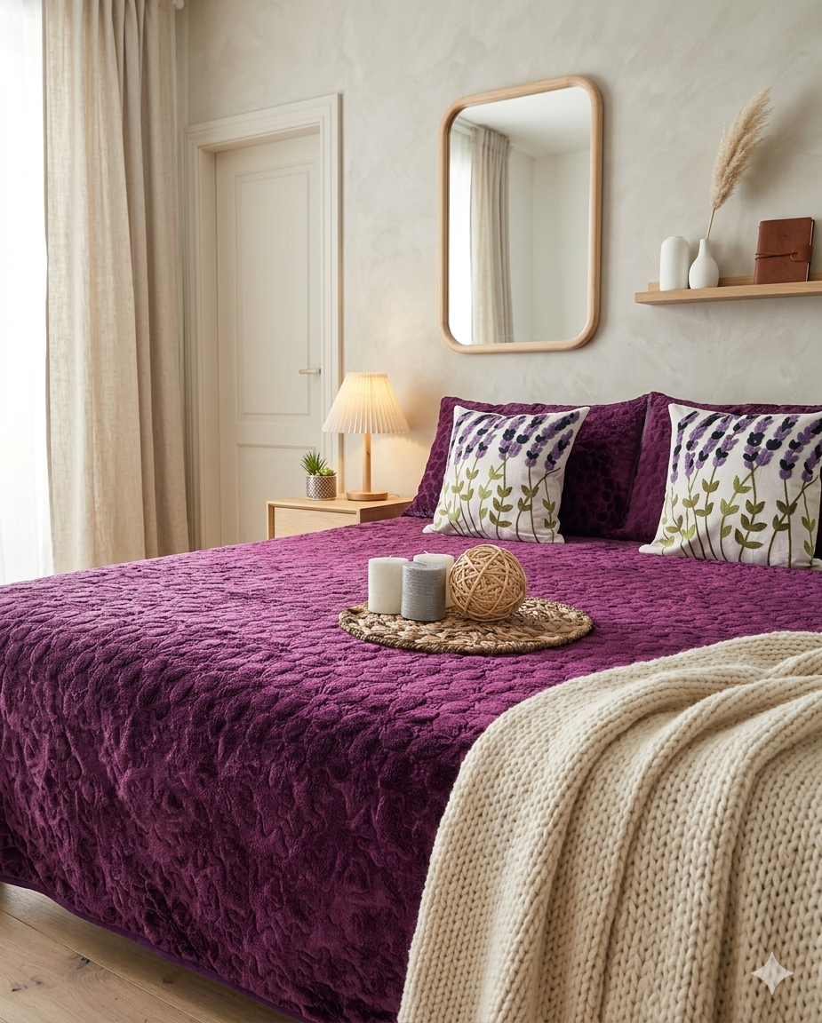 Cubrecama Microplush 1 1/2 Morado