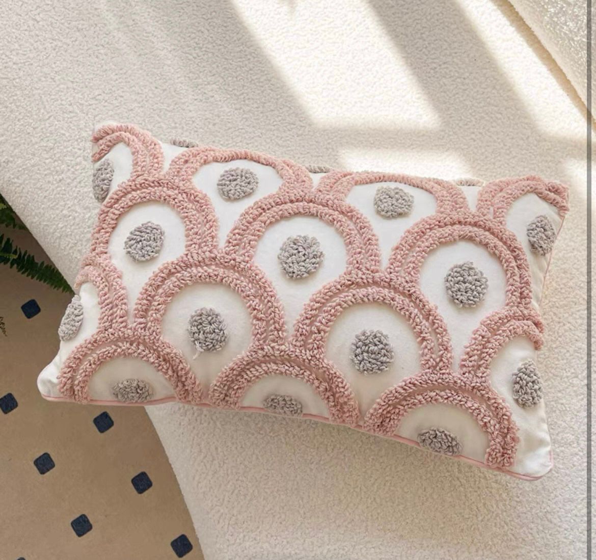 Funda cojín boho semicirculos rectangular