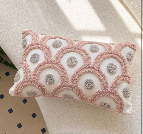 Funda cojín boho semicirculos rectangular