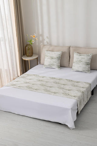 Piecera jacquard + 02 fundas de cojín verde