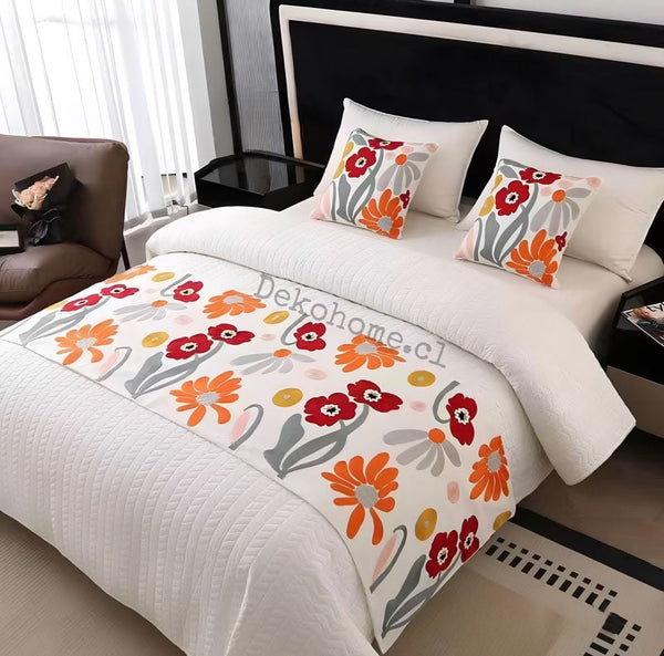 Piecera Bordada 210x70cm Incluye 2 fundas MD03
