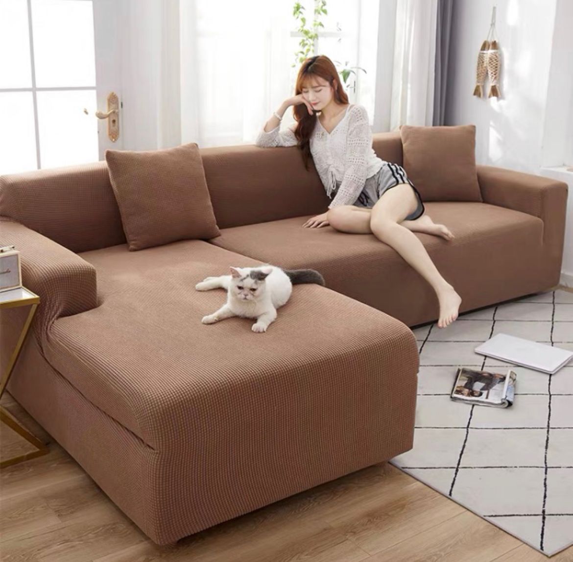Funda sillon Tipo L Café