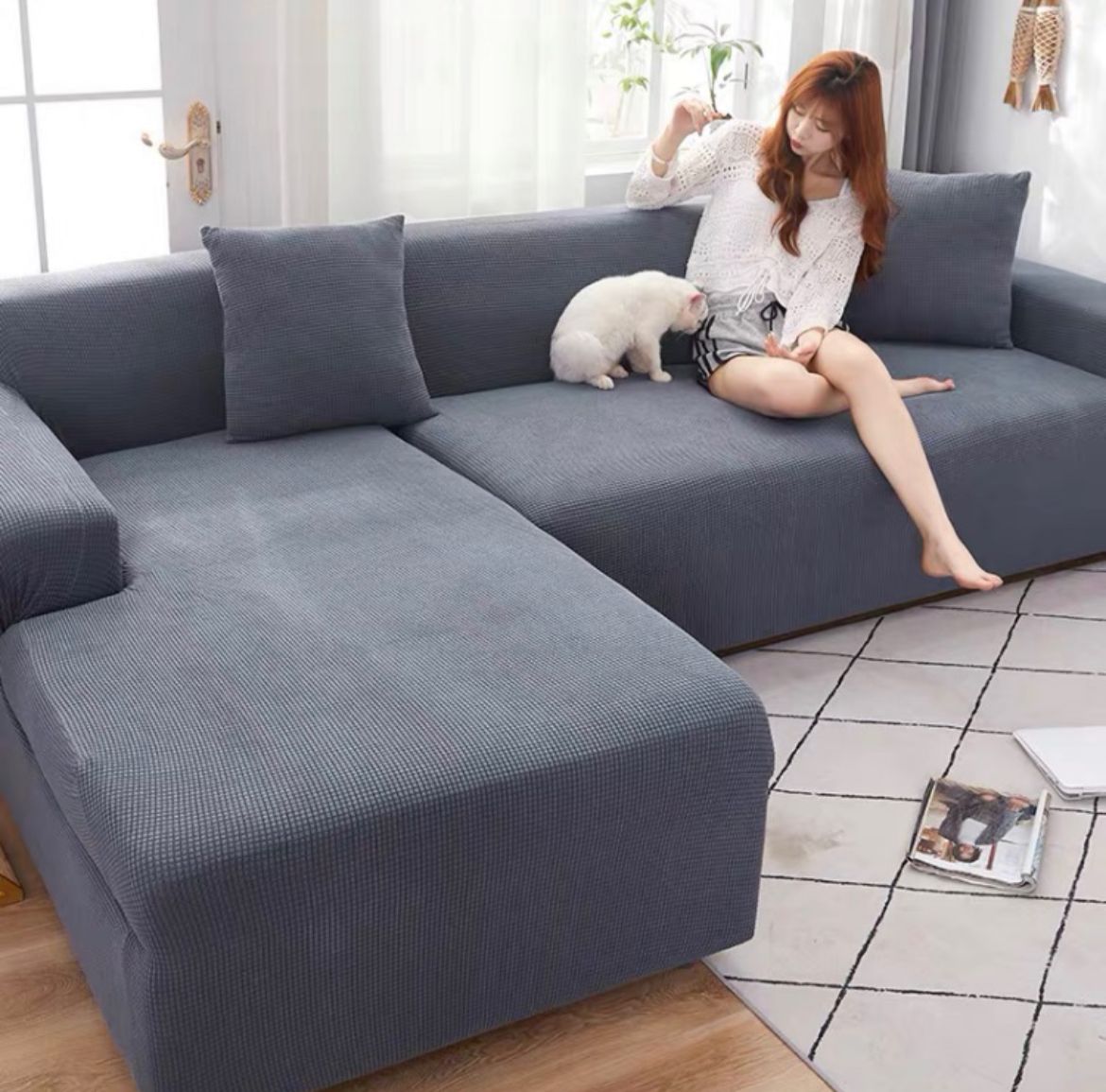 Funda sillon Tipo L Gris