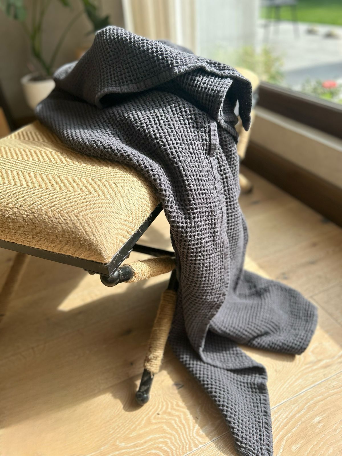 Manta wafles Gris
