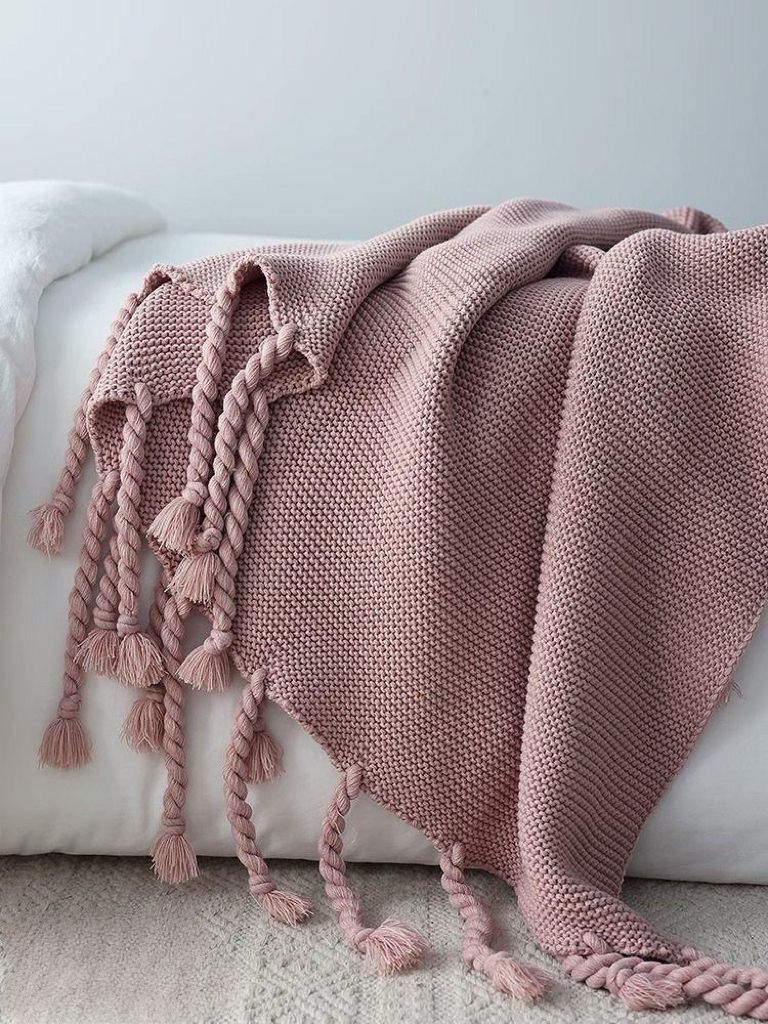 Manta borlas Rosa