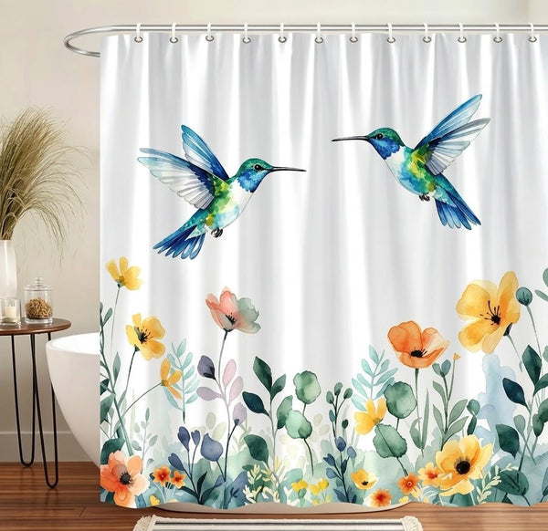 Cortina de baño Picaflor azul