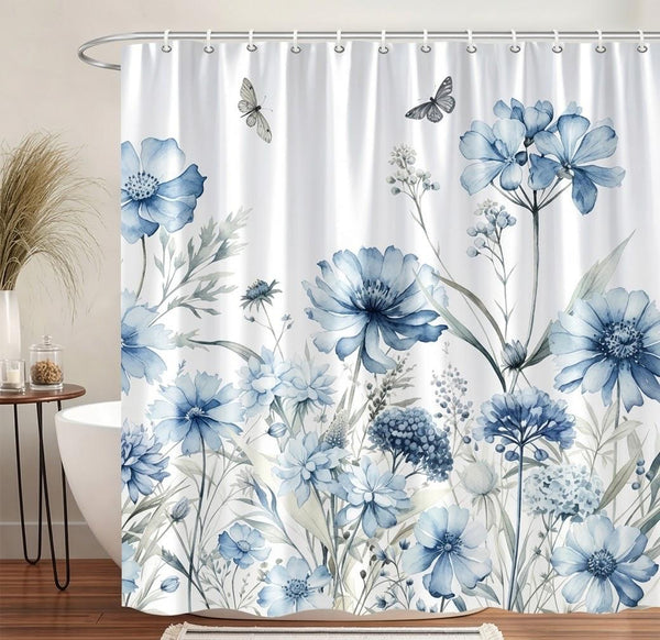Cortina de baño Dalias y hortencias