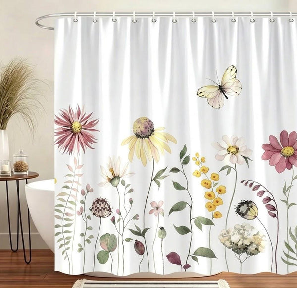 Cortina de baño Floreada