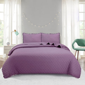Quilt pompón Morado King
