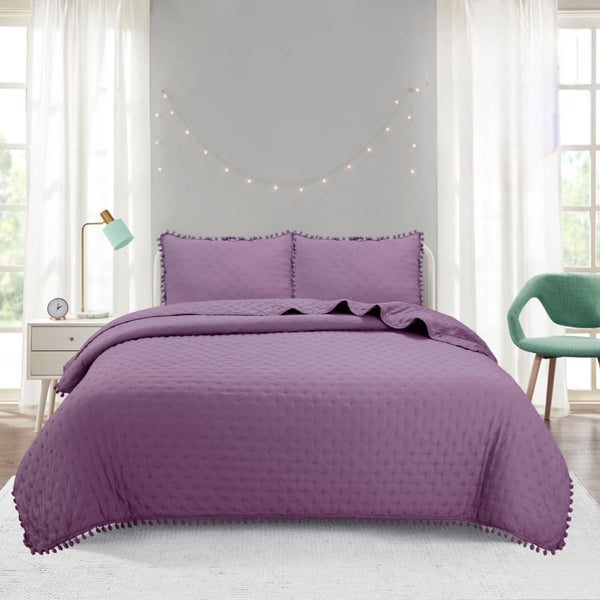 Quilt pompón Morado King