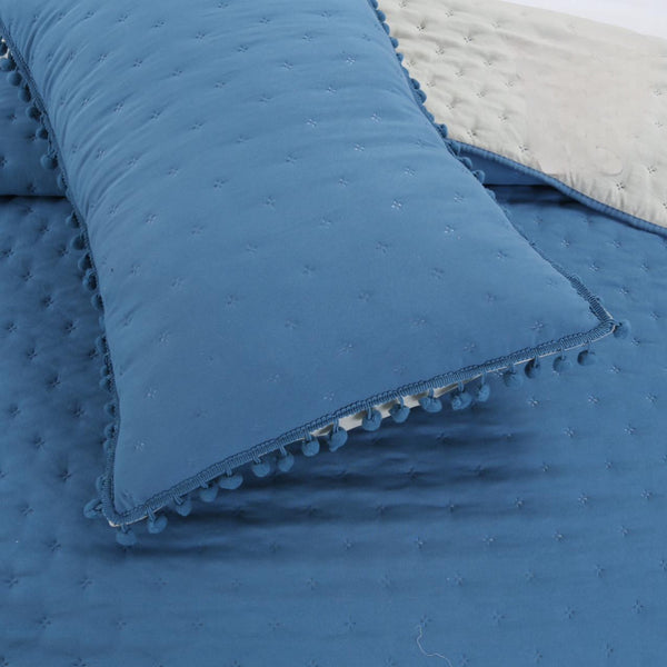 Quilt azulino 2P pompón
