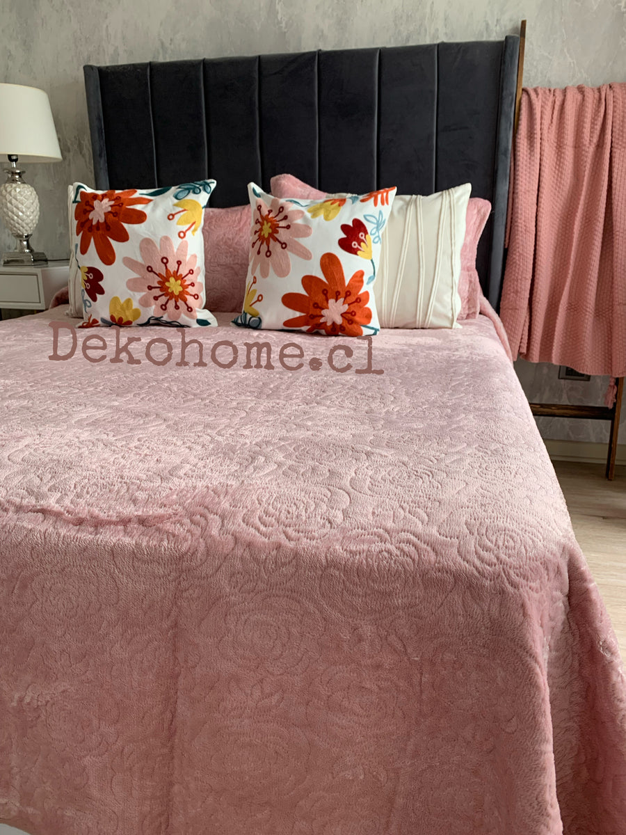 Cubrecama Microplush estampado 2P Rosado