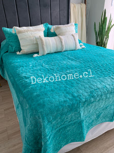 Cubrecama Plush turquesa King