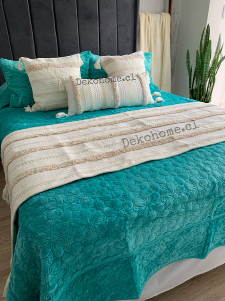 Cubrecama Plush turquesa King