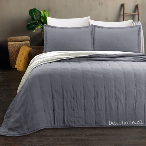 Quilt gris 2 Plazas