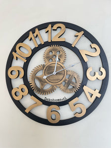 Reloj industrial dorado