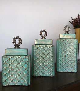 Trio de jarrones Turquesa