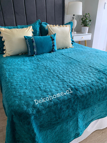 Cubrecama Plush petroleó 2P