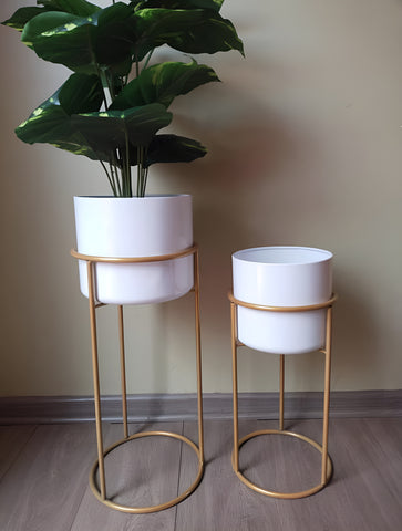 Duo maceteros metálico blanco