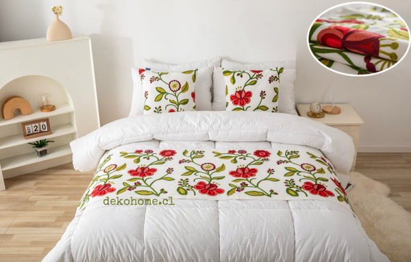 Piecera bordada 200x 70cm  + 2 fundas MD01