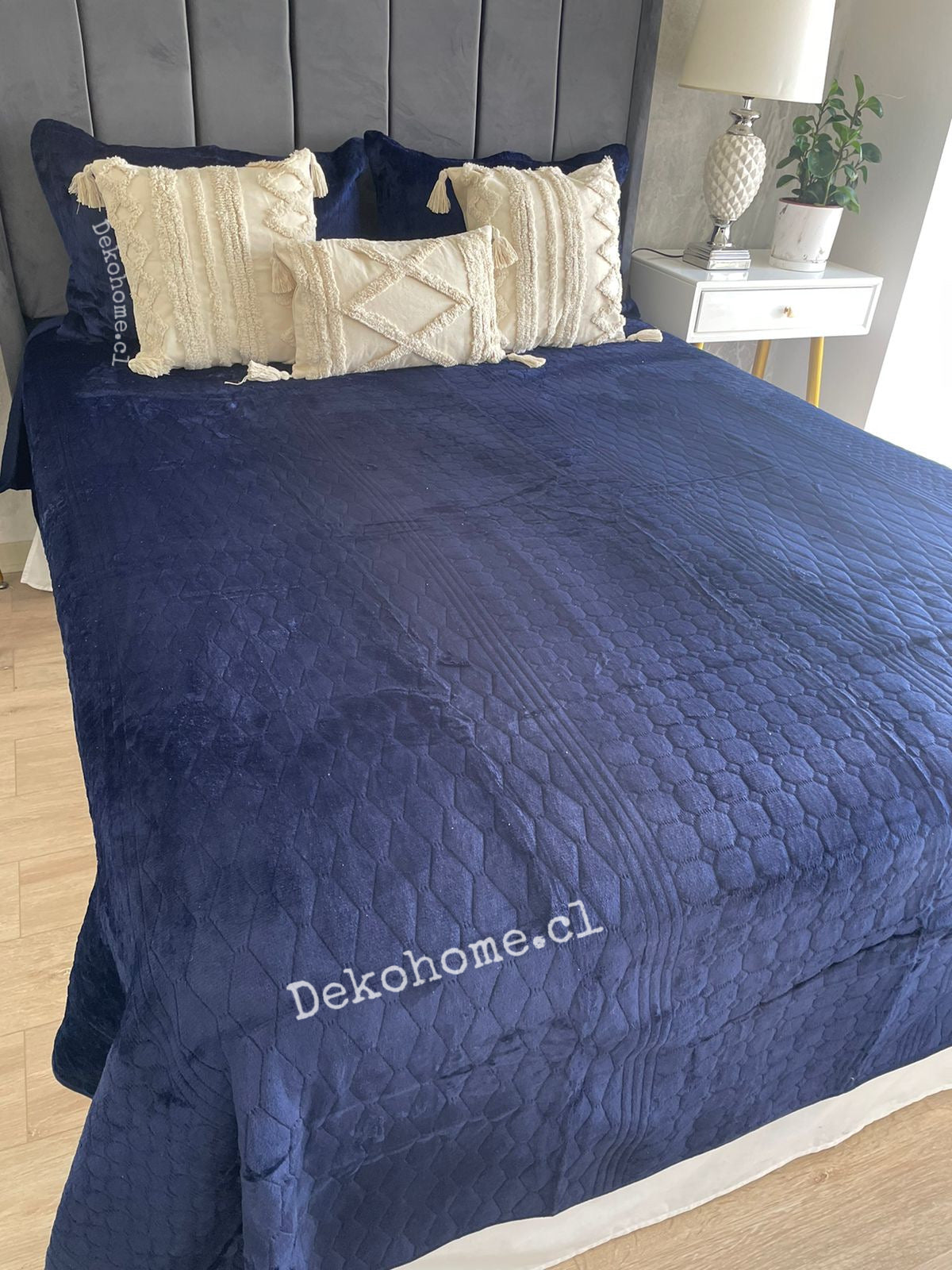 Cubrecama Microplush estampado 2P azul
